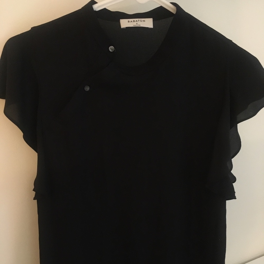 Babaton Cian black flutter sleeve top, size small.